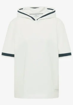 Shirt met korte mouwen, capuchon en geribde details