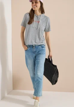 Shirt met korte mouwen, capuchon en glitter