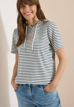 Shirt met korte mouwen, capuchon en glitter
