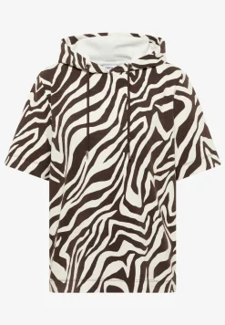 Shirt met korte mouwen, capuchon en structuur