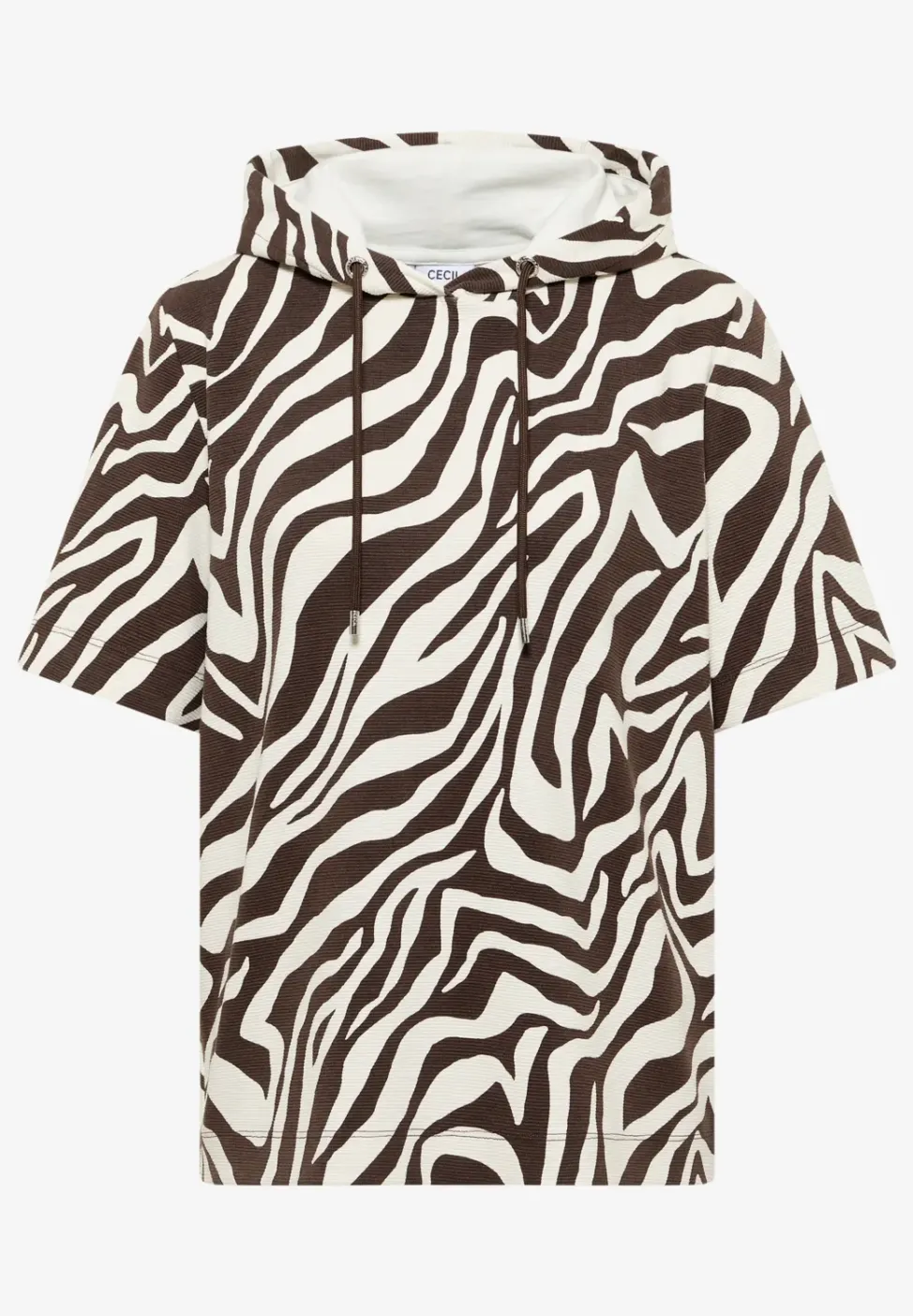 Shirt met korte mouwen, capuchon en structuur