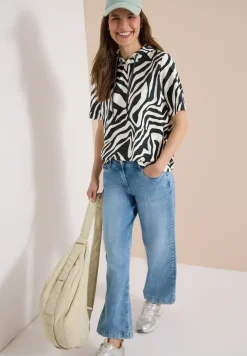 Shirt met korte mouwen, capuchon en structuur