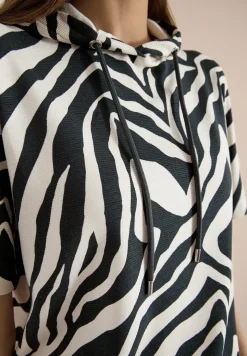 Shirt met korte mouwen, capuchon en structuur