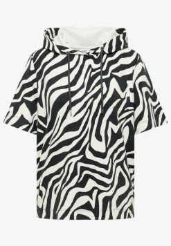 Shirt met korte mouwen, capuchon en structuur