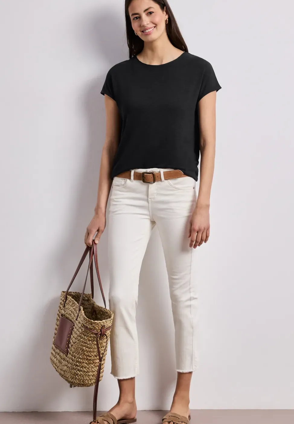 Shirt met korte mouwen en boothals