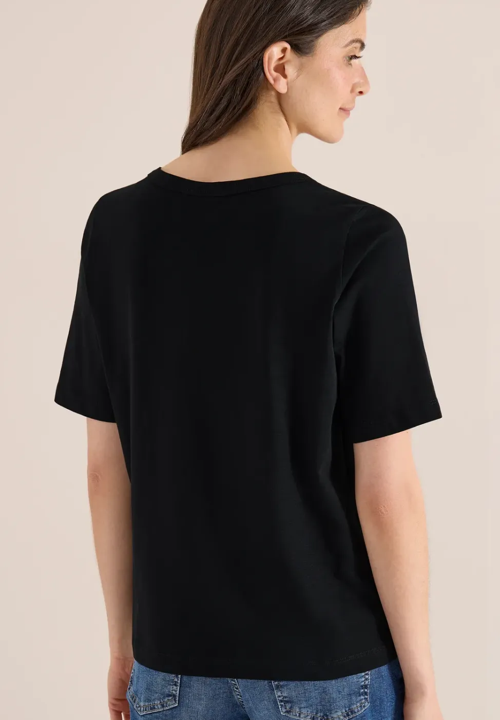 Shirt met korte mouwen en boothals