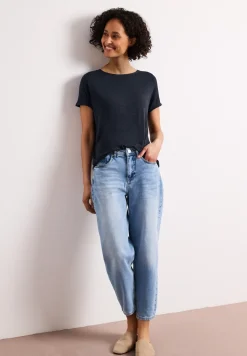 Shirt met korte mouwen en boothals