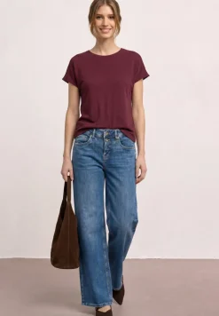 Shirt met korte mouwen en boothals