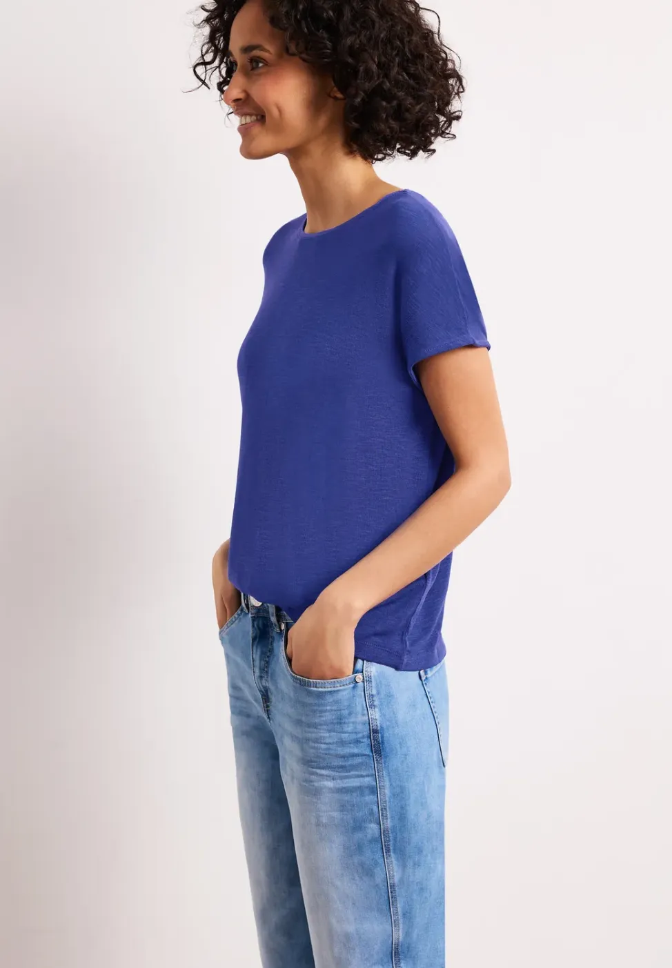 Shirt met korte mouwen en boothals