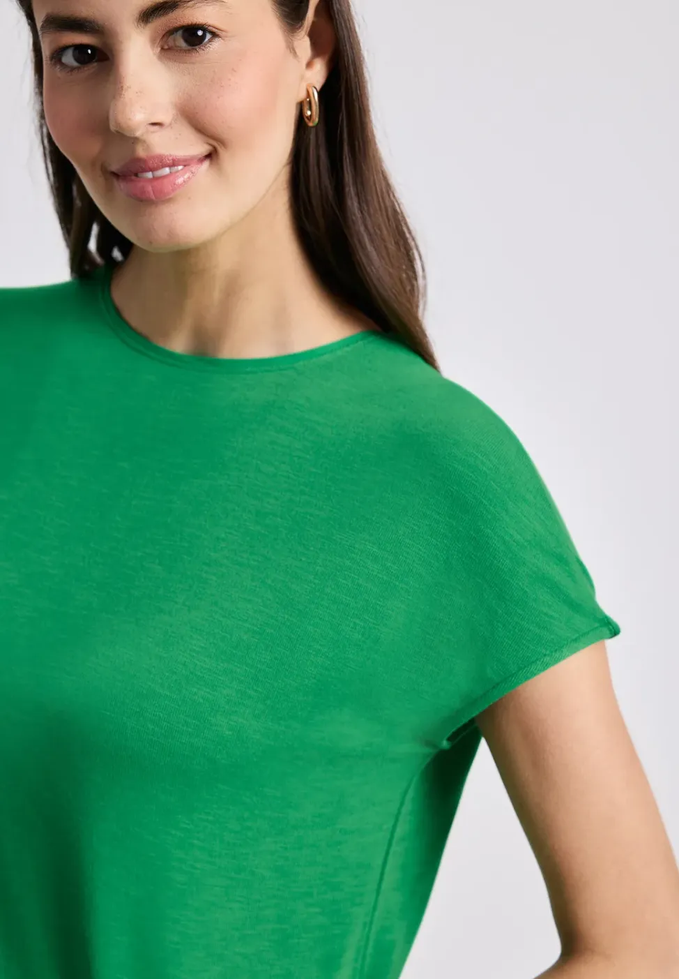 Shirt met korte mouwen en boothals