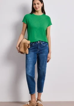 Shirt met korte mouwen en boothals