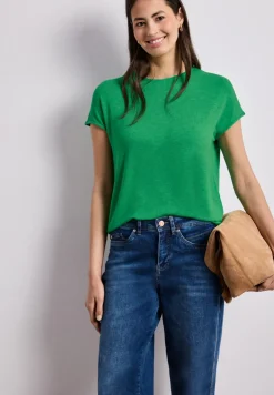 Shirt met korte mouwen en boothals