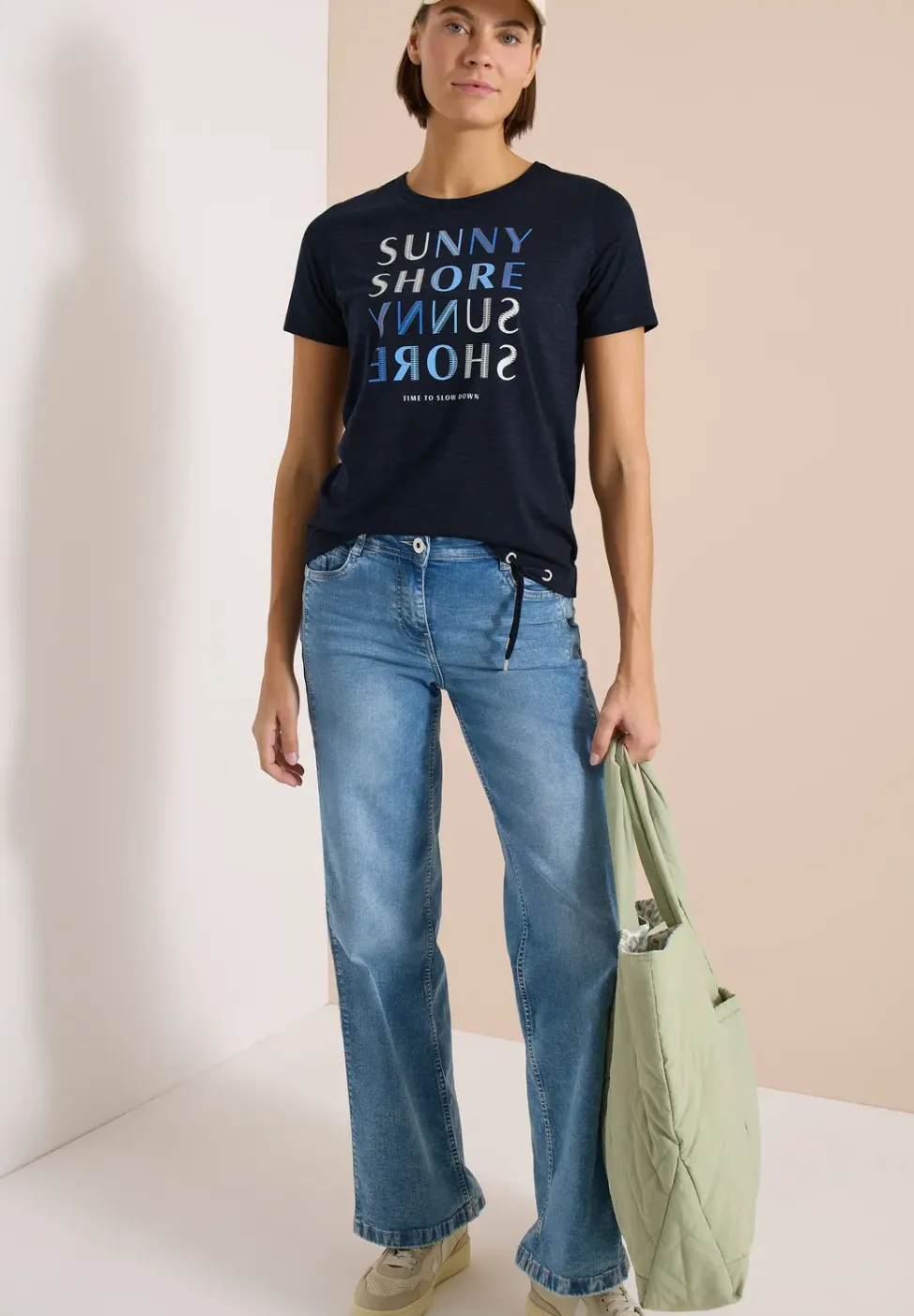 Shirt met korte mouwen en burn-out look