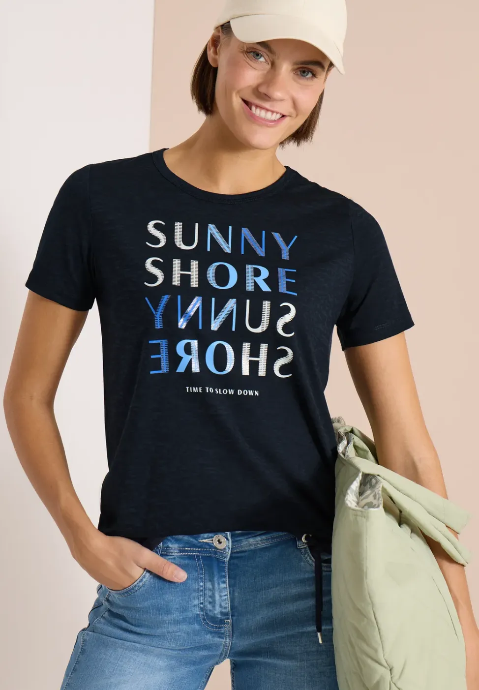 Shirt met korte mouwen en burn-out look