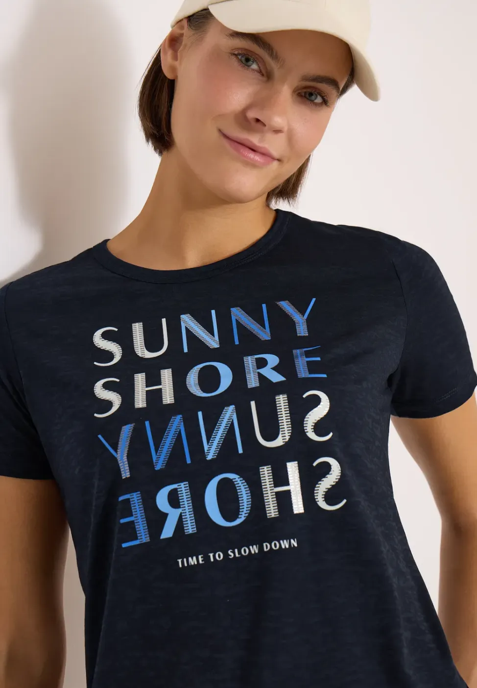 Shirt met korte mouwen en burn-out look