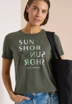 Shirt met korte mouwen en burn-out look