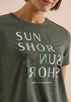 Shirt met korte mouwen en burn-out look