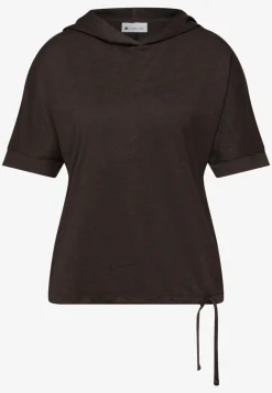 Shirt met korte mouwen en capuchon met trekkoord