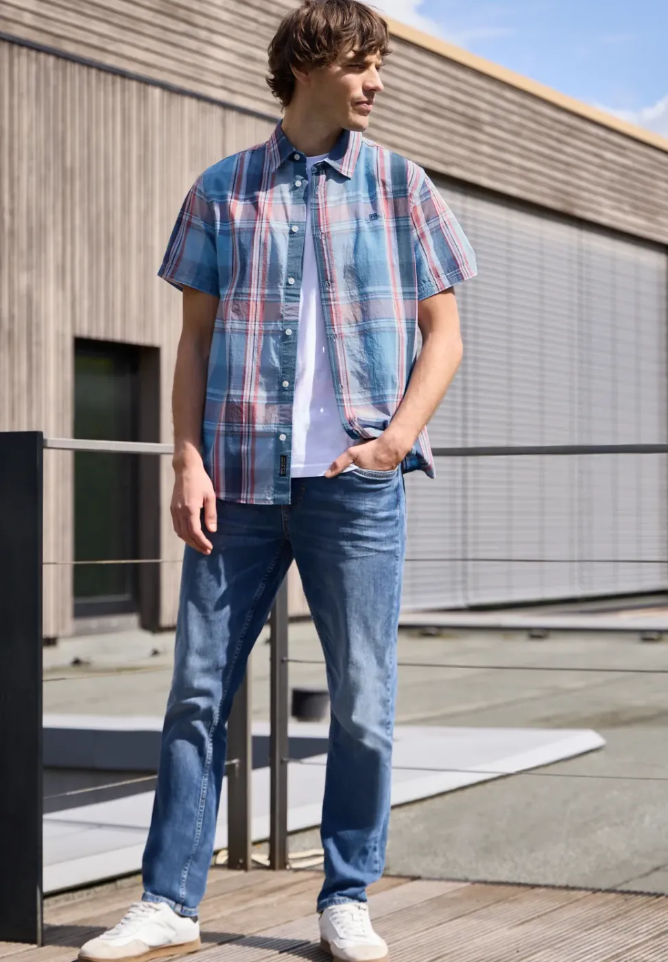 Shirt met korte mouwen en geruit patroon