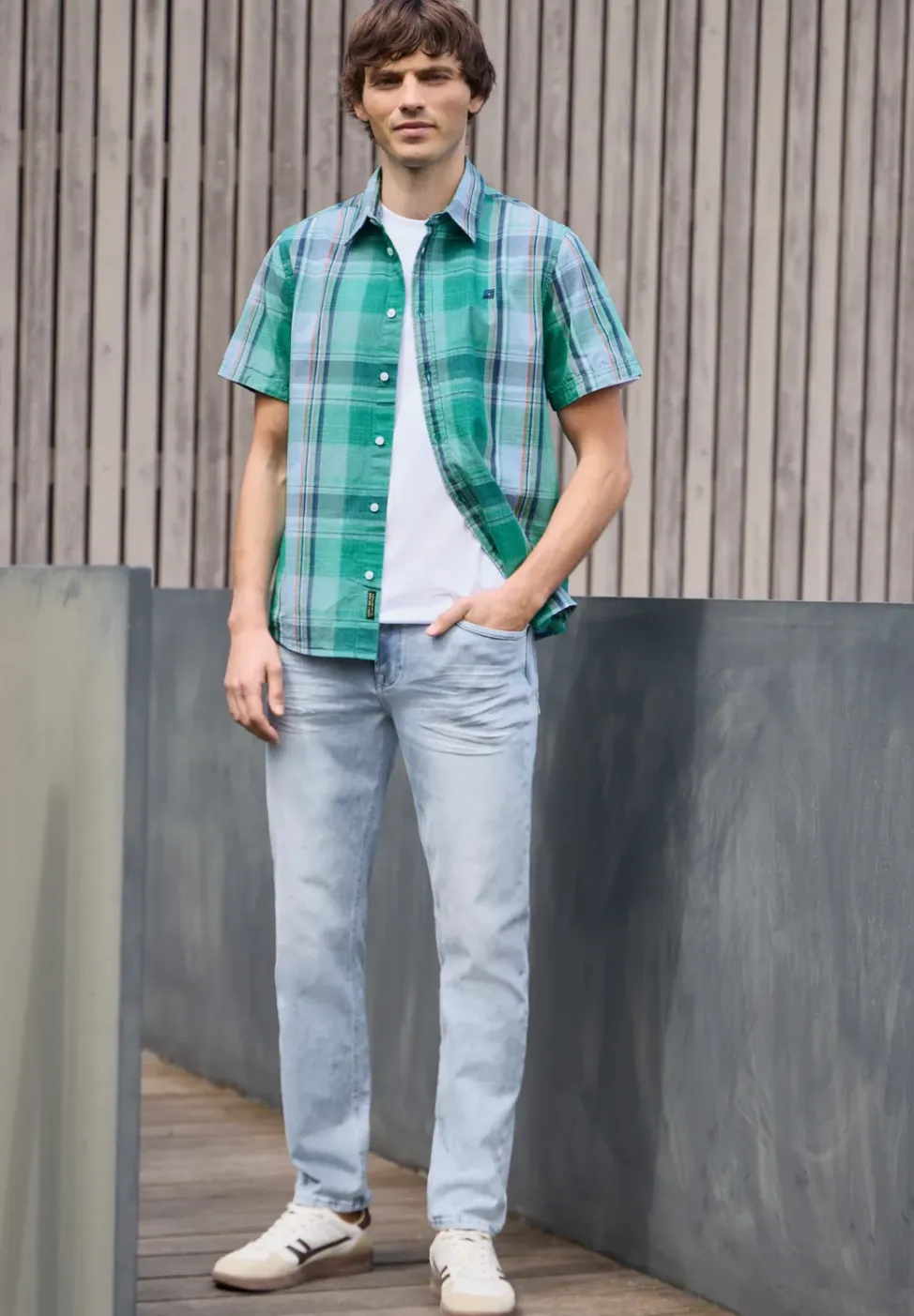 Shirt met korte mouwen en geruit patroon