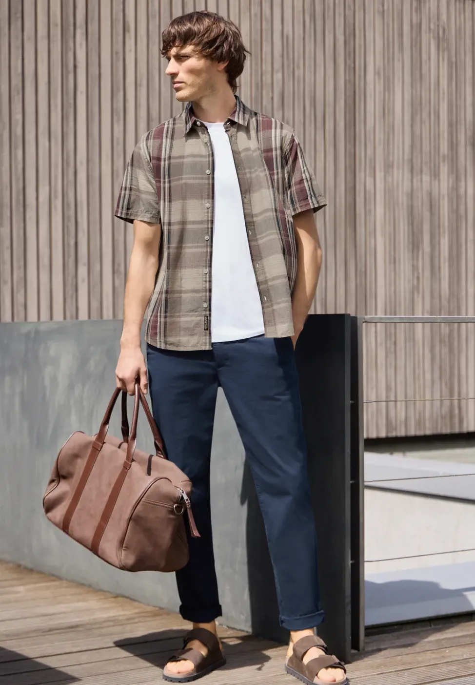 Shirt met korte mouwen en geruit patroon