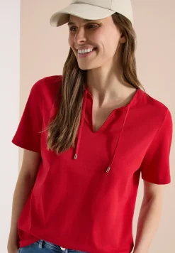 Shirt met korte mouwen en gespleten hals