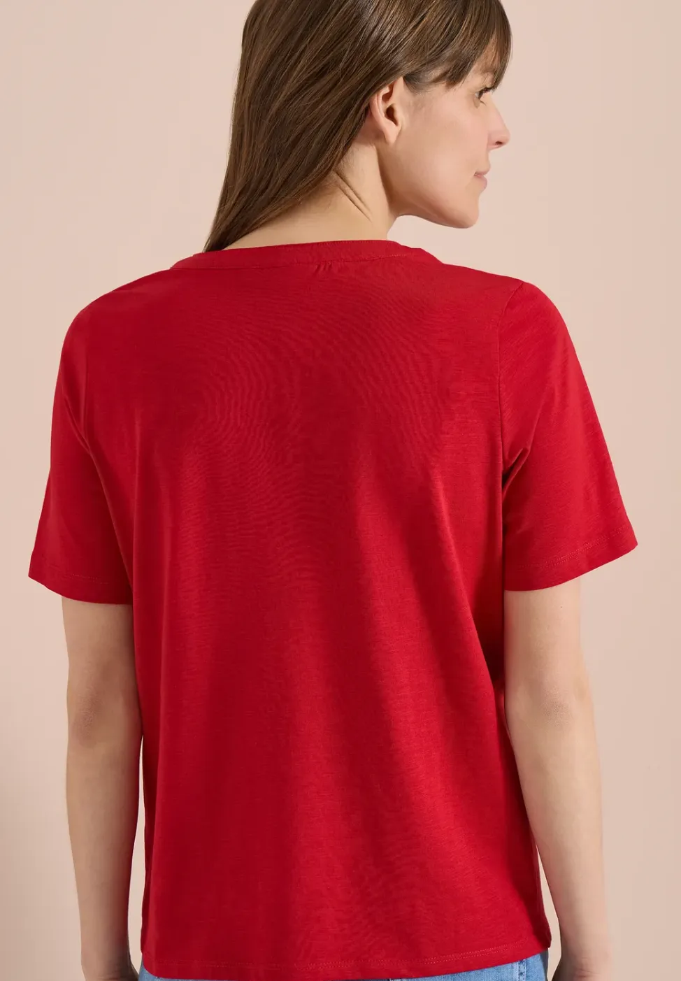 Shirt met korte mouwen en gespleten hals