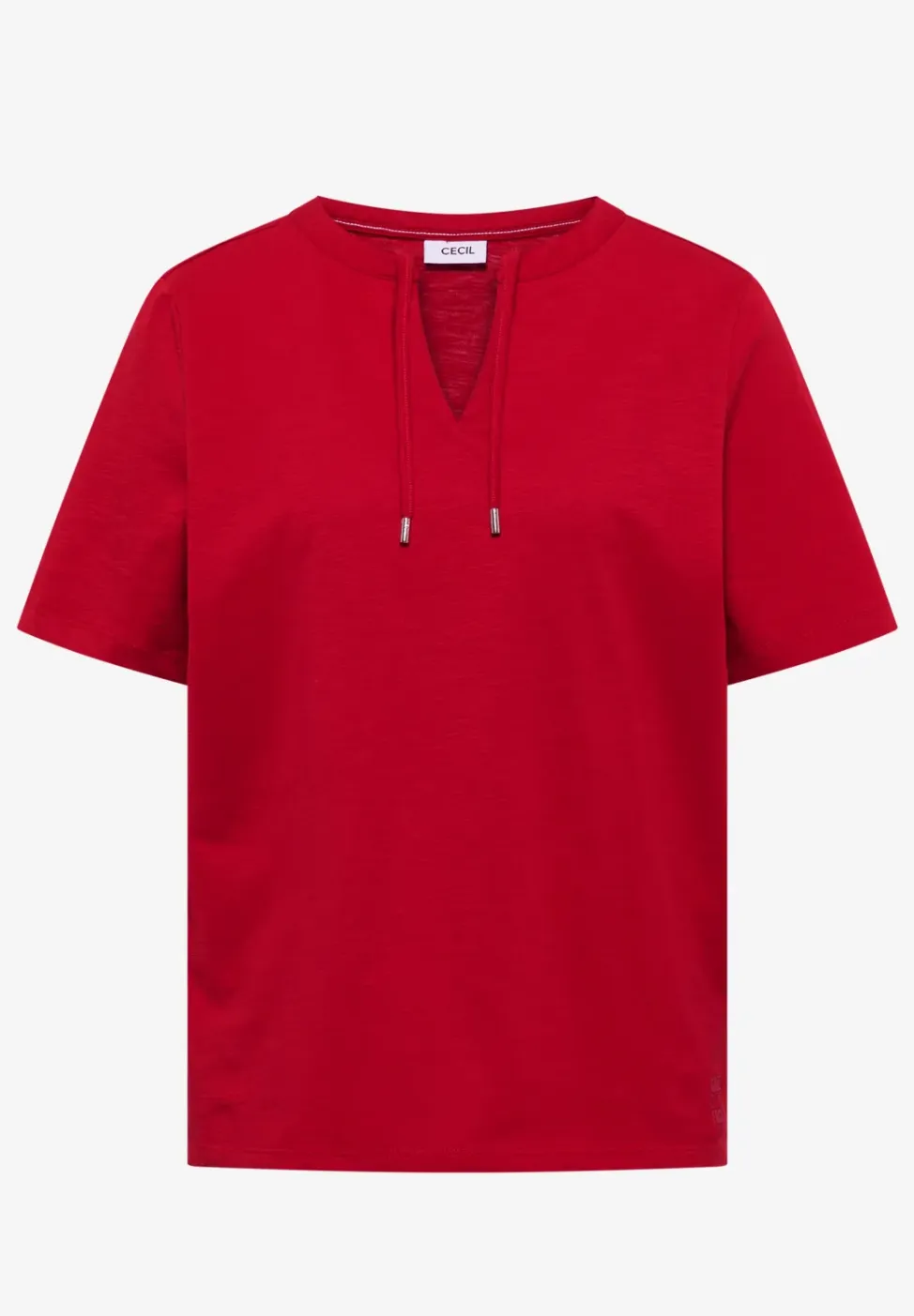 Shirt met korte mouwen en gespleten hals