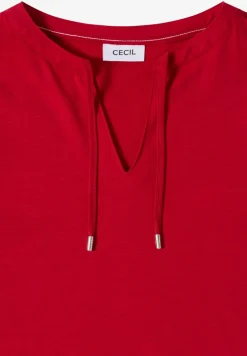 Shirt met korte mouwen en gespleten hals