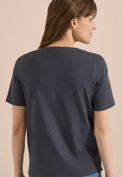 Shirt met korte mouwen en gespleten hals
