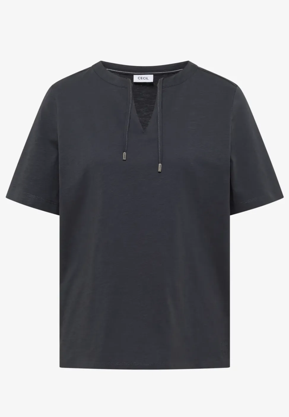 Shirt met korte mouwen en gespleten hals