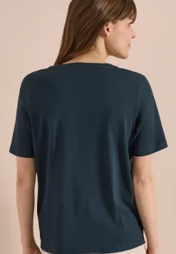 Shirt met korte mouwen en gespleten hals