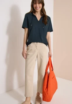 Shirt met korte mouwen en gespleten hals