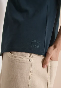 Shirt met korte mouwen en gespleten hals