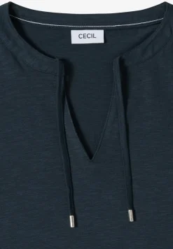 Shirt met korte mouwen en gespleten hals