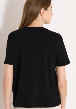 Shirt met korte mouwen en gespleten hals