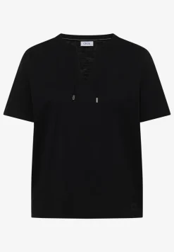 Shirt met korte mouwen en gespleten hals