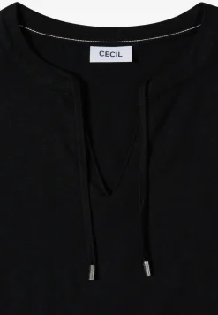 Shirt met korte mouwen en gespleten hals