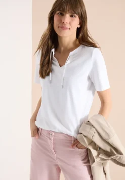 Shirt met korte mouwen en gespleten hals