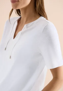 Shirt met korte mouwen en gespleten hals
