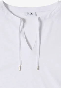 Shirt met korte mouwen en gespleten hals