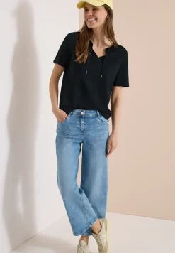 Shirt met korte mouwen en gespleten hals