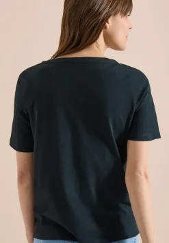 Shirt met korte mouwen en gespleten hals