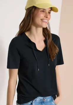 Shirt met korte mouwen en gespleten hals