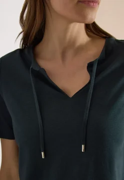 Shirt met korte mouwen en gespleten hals