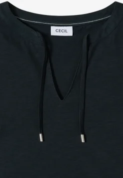 Shirt met korte mouwen en gespleten hals