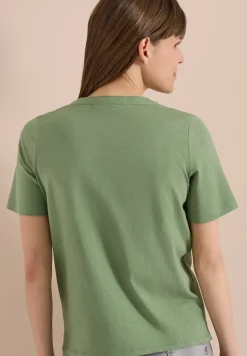 Shirt met korte mouwen en gespleten hals