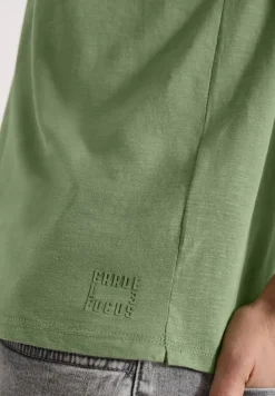 Shirt met korte mouwen en gespleten hals