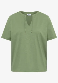 Shirt met korte mouwen en gespleten hals
