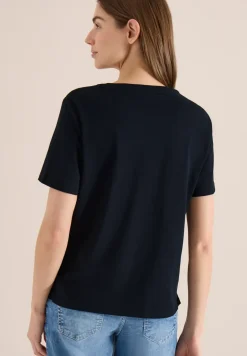 Shirt met korte mouwen en gespleten hals